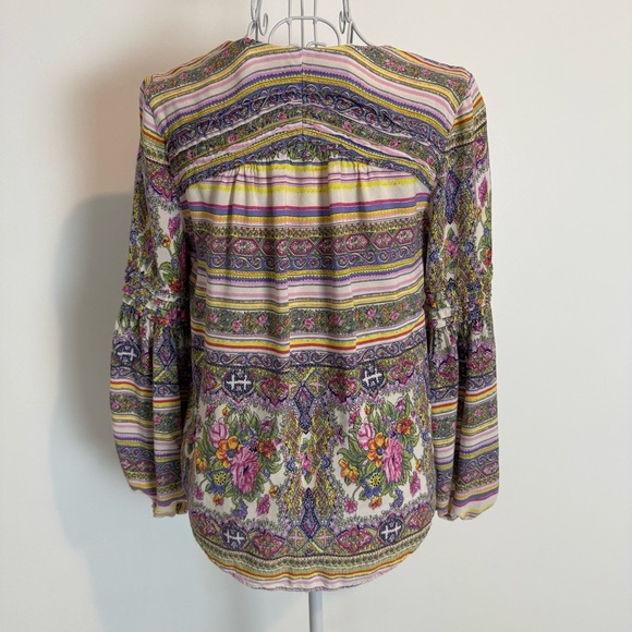 Maeve by Anthropologie Ceresco Peasant Top Floral Boho Hippie Gypsy SZ XS - Picture 6 of 10